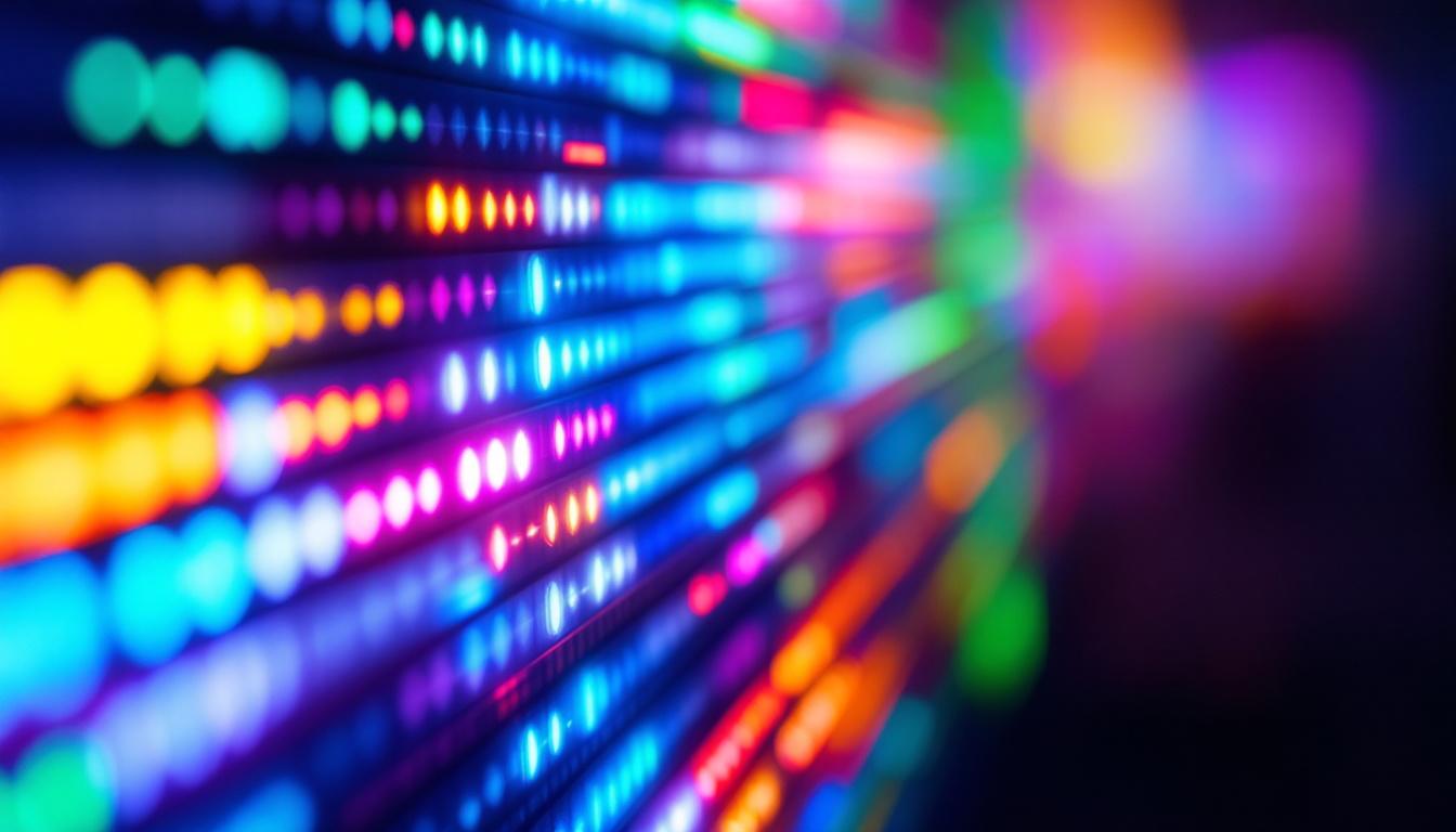 A photograph of a close-up of a vibrant led display in action