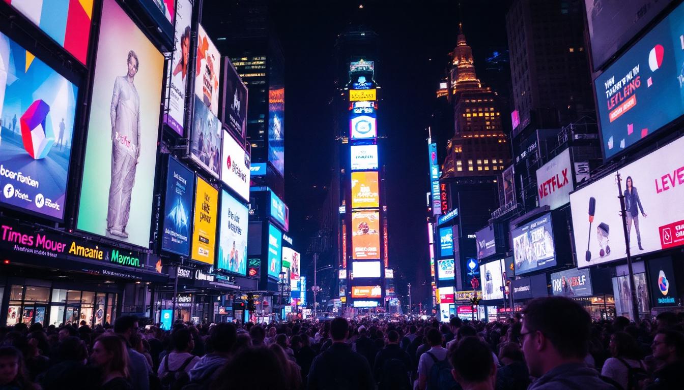 A photograph of capture a photograph of the vibrant led displays in times square at night