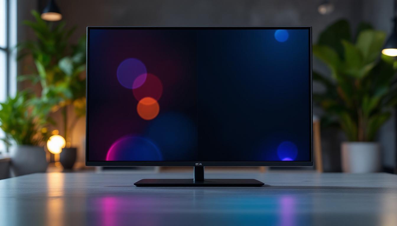 A photograph of a side-by-side comparison of an led and an lcd display showcasing vibrant colors and clarity