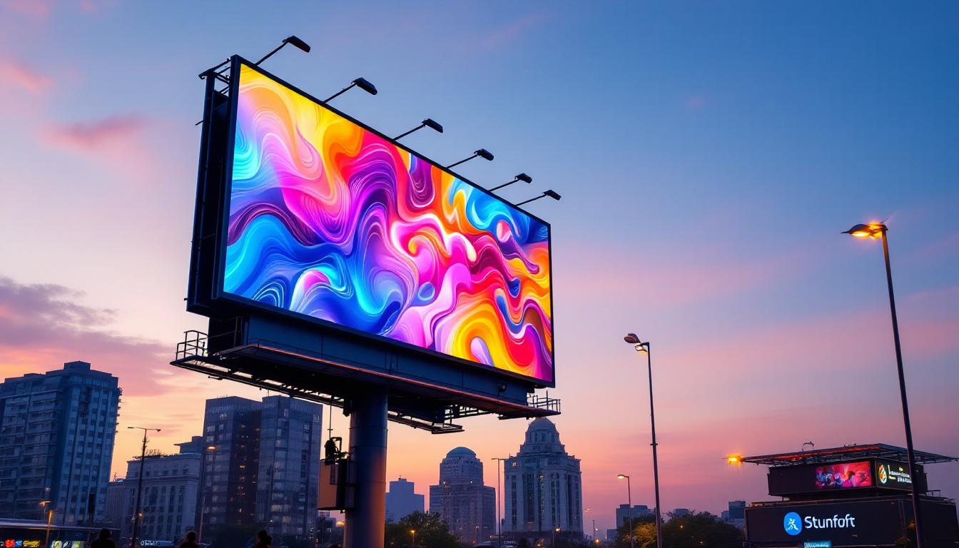 A photograph of a vibrant led billboard in an urban setting