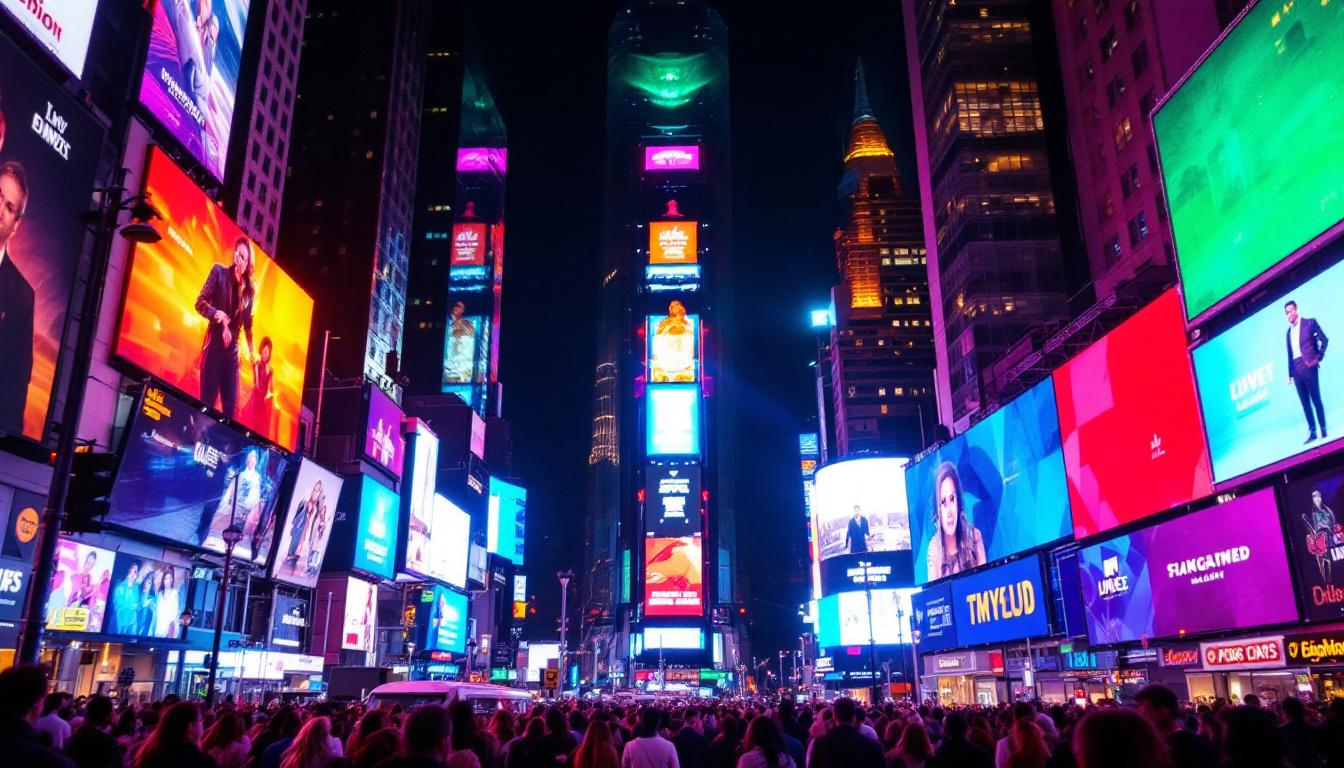 A photograph of capture a photograph of the vibrant led displays in times square at night