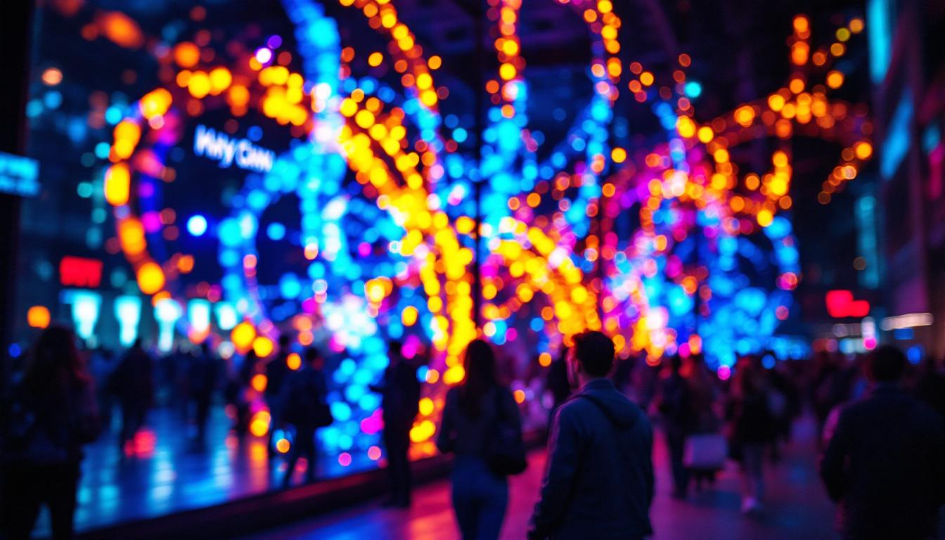 A photograph of a vibrant led display in action