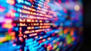 A photograph of a close-up shot of an led display screen showcasing vibrant colors and contrasting images