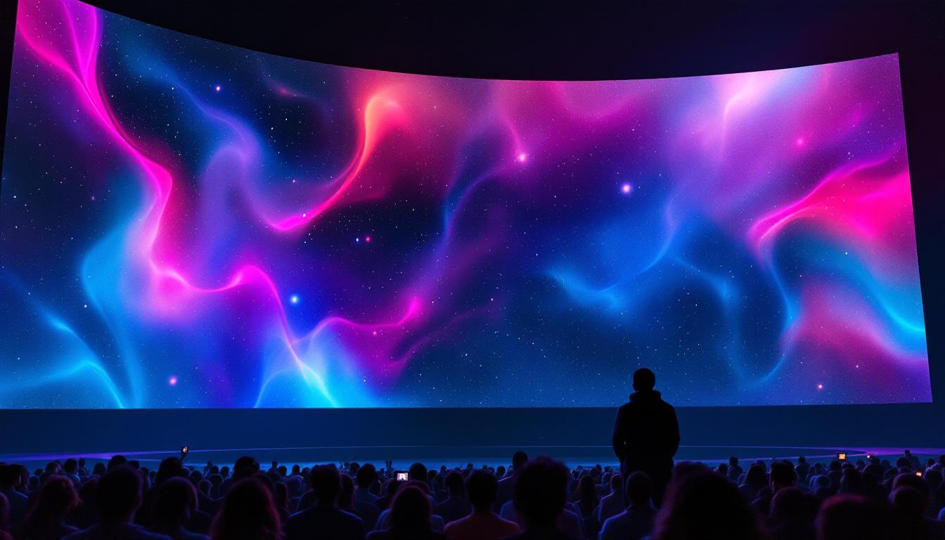 A photograph of the world's largest cinema screen featuring the impressive led display