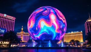 A photograph of capture a photograph of the sphere in las vegas