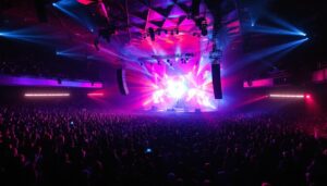 A photograph of the sphere concert venue filled with an enthusiastic crowd