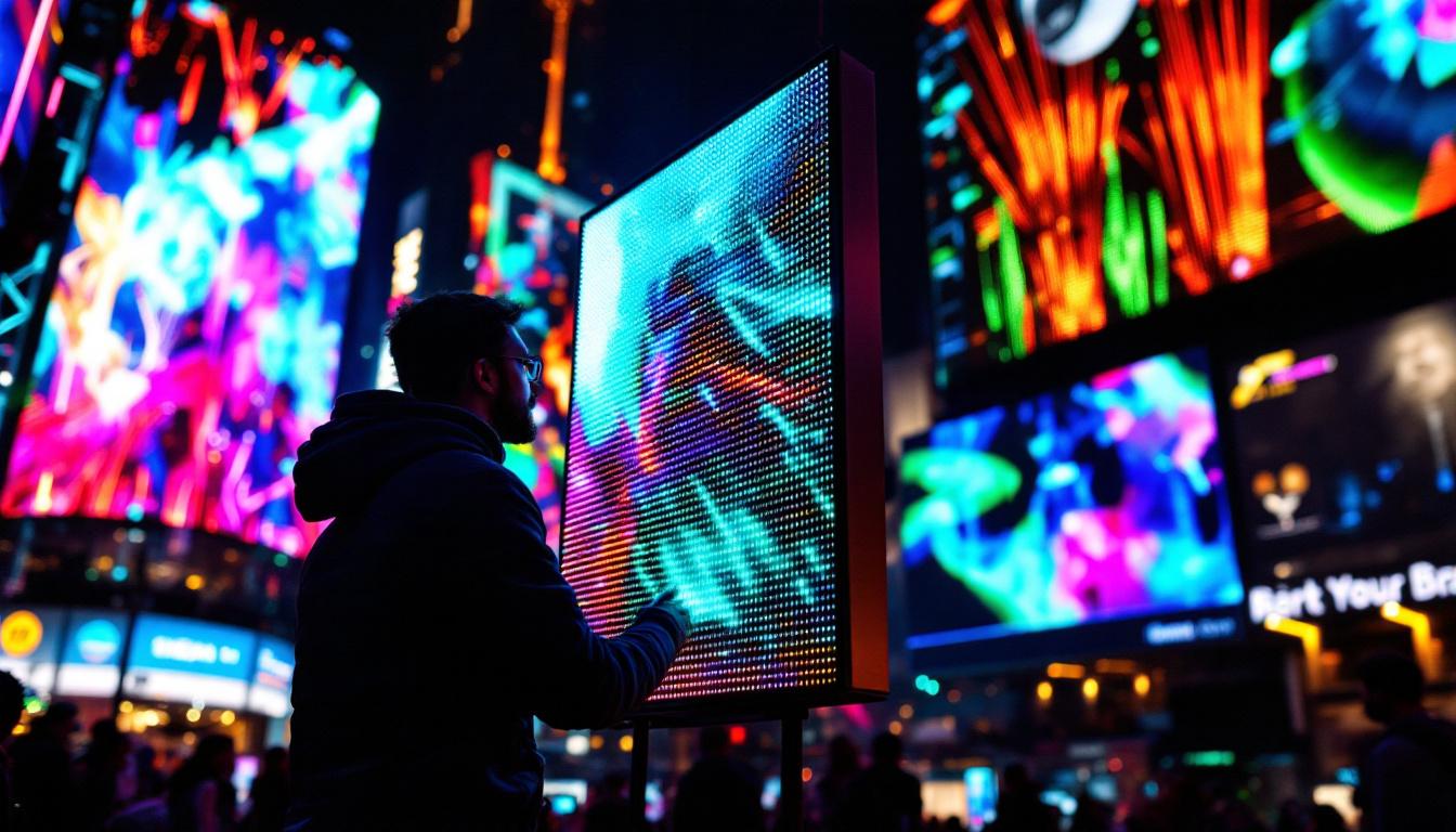 A photograph of a vibrant led display in action