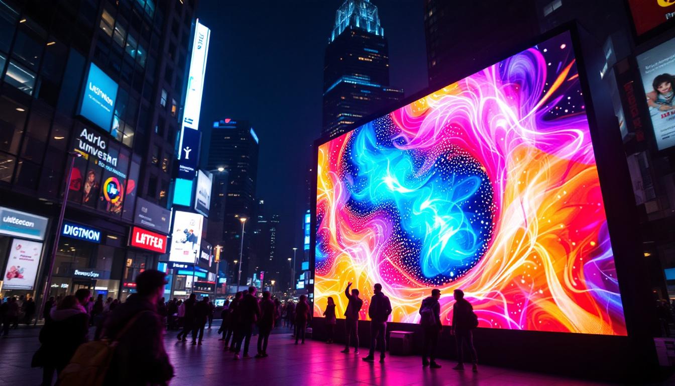 A photograph of capture a photograph of a vibrant led display in action