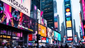A photograph of capture a photograph of the vibrant led display at times square
