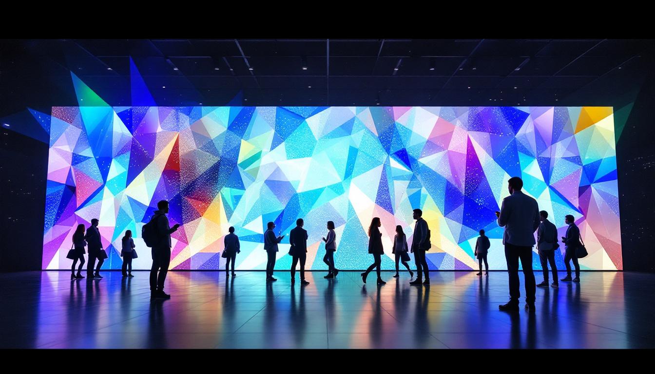 A photograph of capture a photograph of a vibrant led display in a dynamic setting