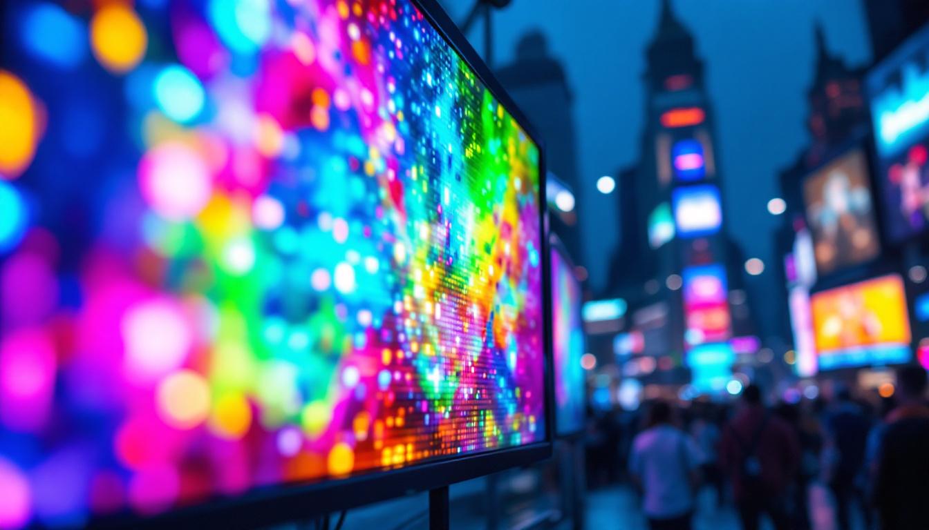 A photograph of a vibrant led display in action