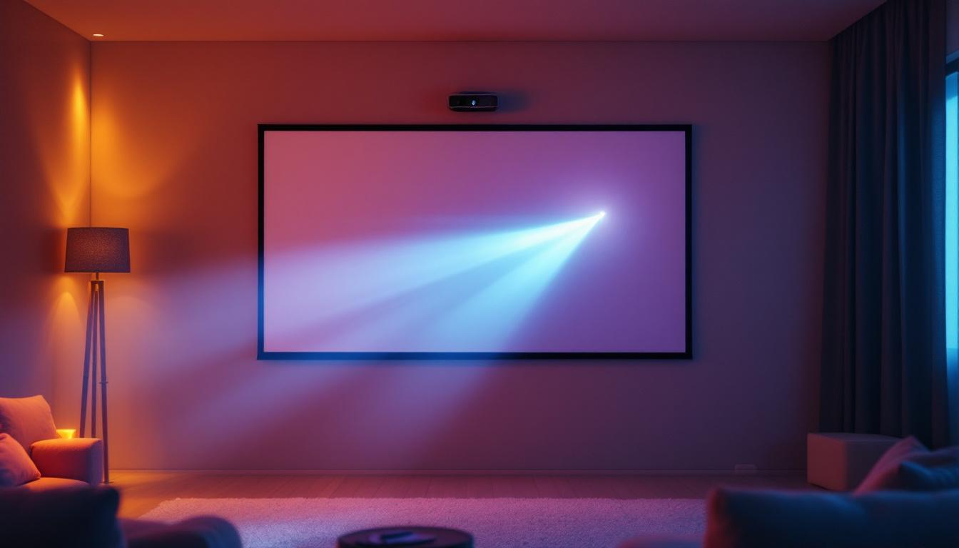 A photograph of a sleek led projector mounted on a wall