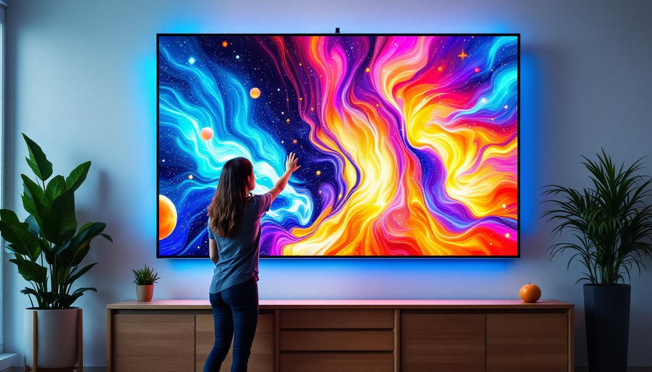 A photograph of a 135-inch led display in a well-lit environment