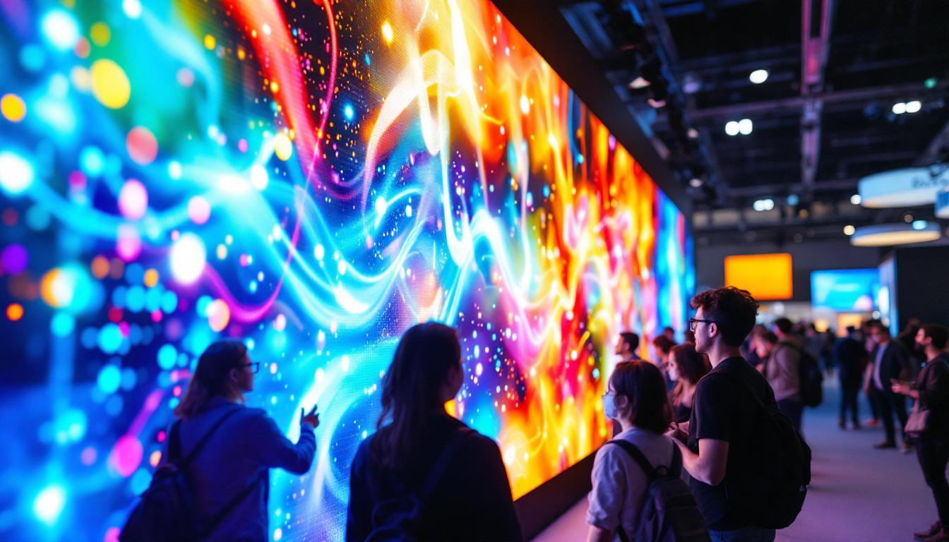 A photograph of a vibrant led display at an exhibit