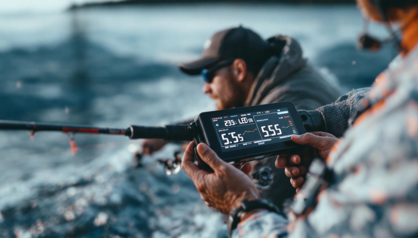 A photograph of a fisherman on a boat using planer boards in action