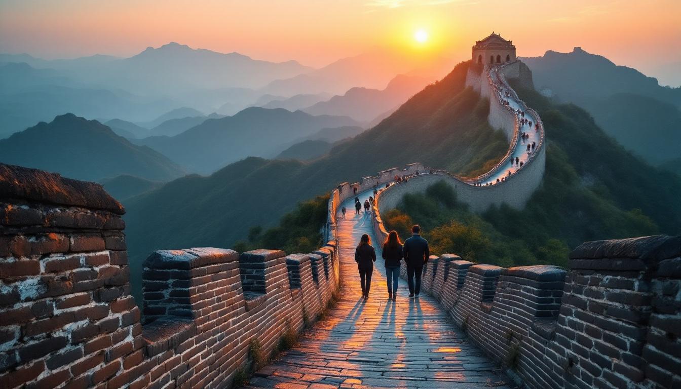 A photograph of capture a photograph of the great wall of china as seen from a high vantage point