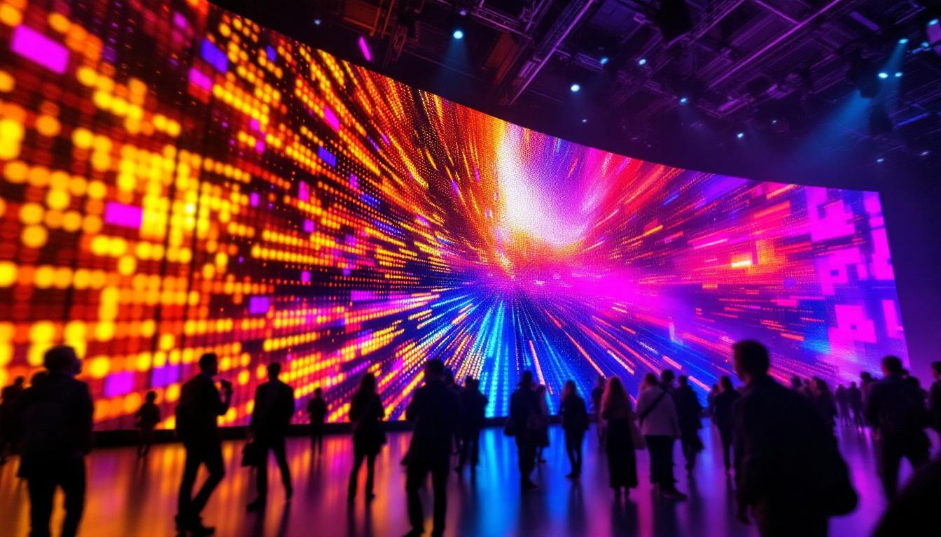 A photograph of a vibrant led display in action at the nab conference