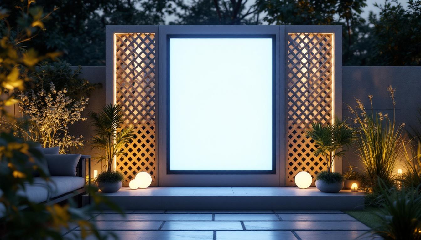 A photograph of a beautifully constructed privacy screen made of lattice