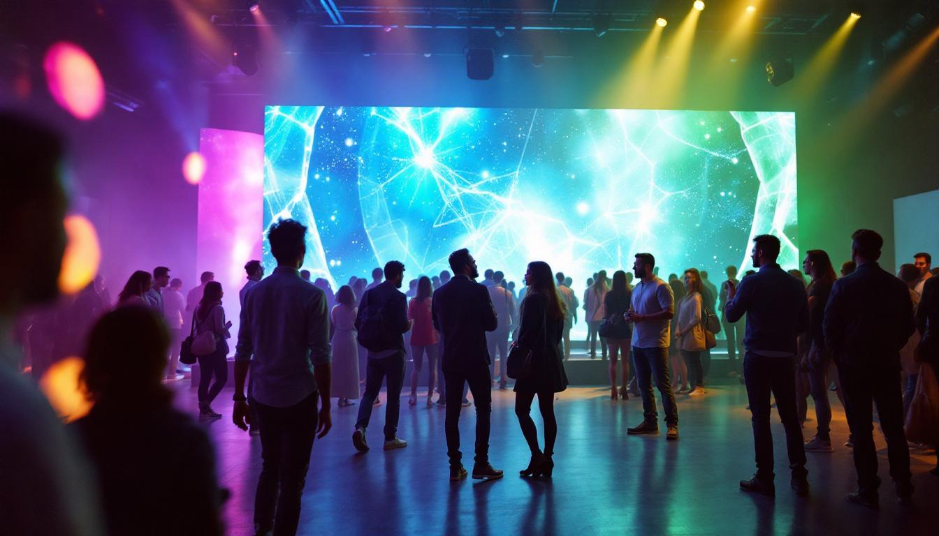 A photograph of a vibrant led display in use at an event