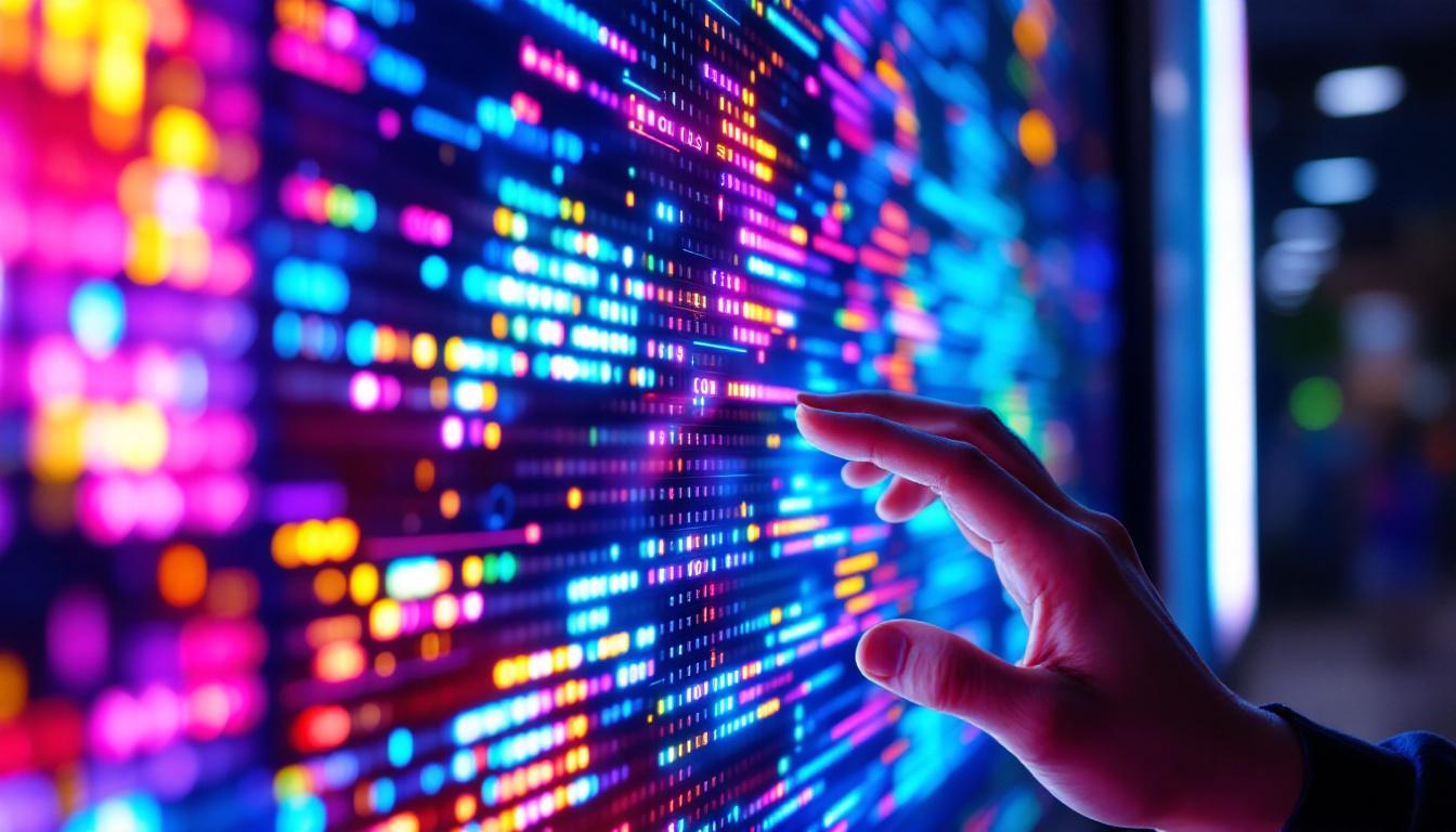 A photograph of a close-up view of an led display showcasing vibrant colors and sharp details