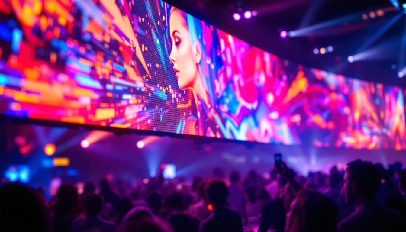 A photograph of a vibrant led display in action