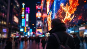 A photograph of capture a photograph of a vibrant led display in action