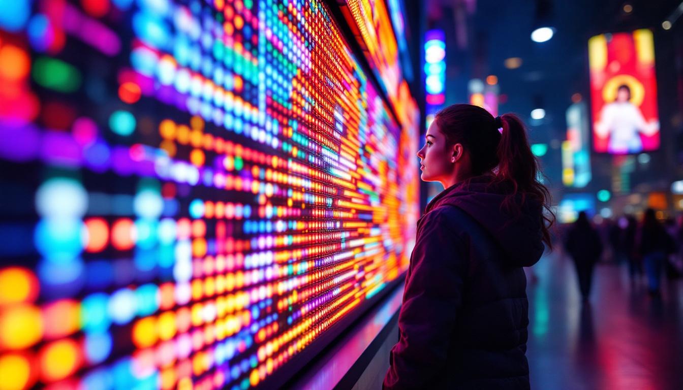 A photograph of a vibrant led display in action