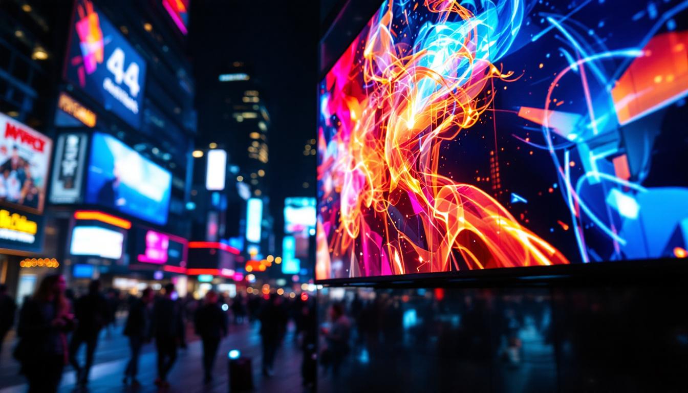 A photograph of a vibrant led display in action