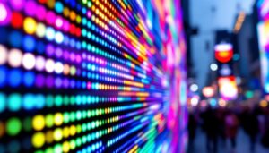 A photograph of a vibrant led display in action