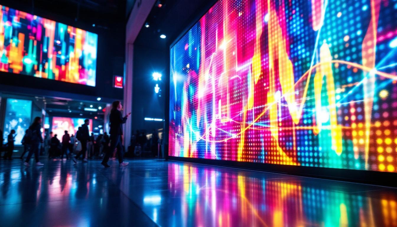 A photograph of a vibrant led display in action