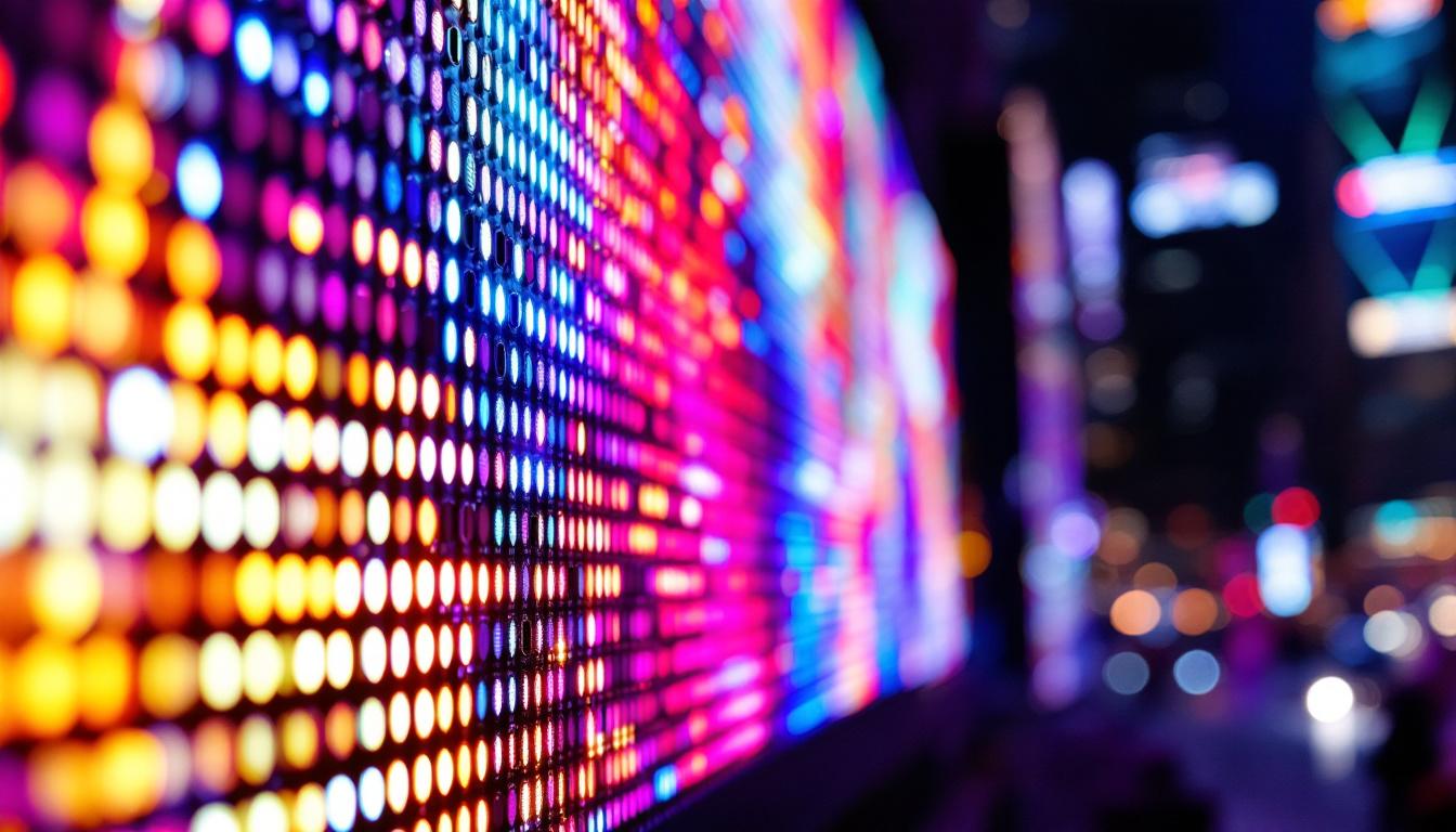 A photograph of a vibrant led display in action
