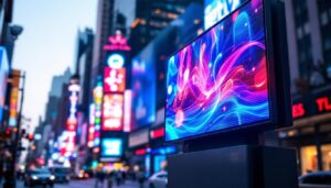 A photograph of a vibrant outdoor led display in action