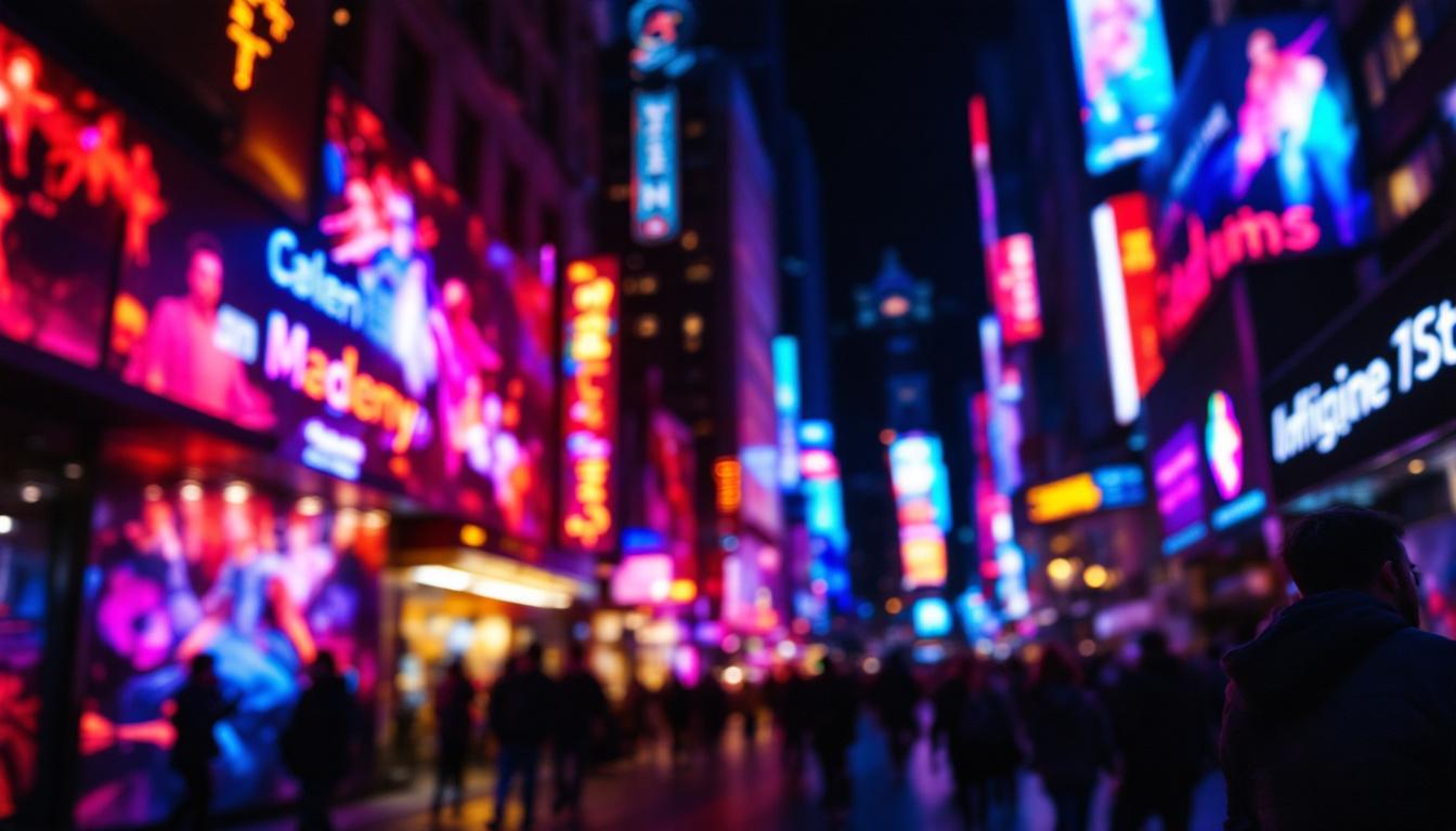 A photograph of a vibrant led display in action