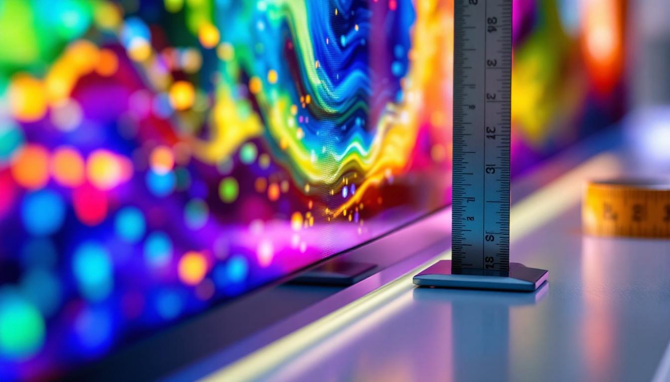 A photograph of a close-up shot of a 25-inch led display showcasing vibrant colors and high resolution