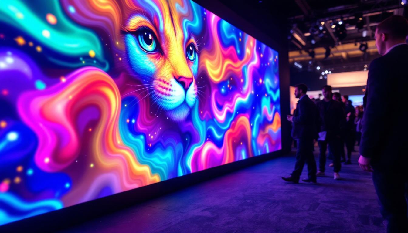 A photograph of a vibrant led display in use at an event