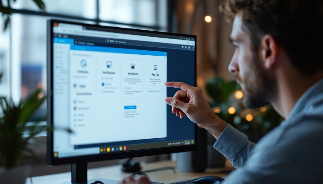 A photograph of a user adjusting the resolution settings on a computer screen displaying a remote desktop session