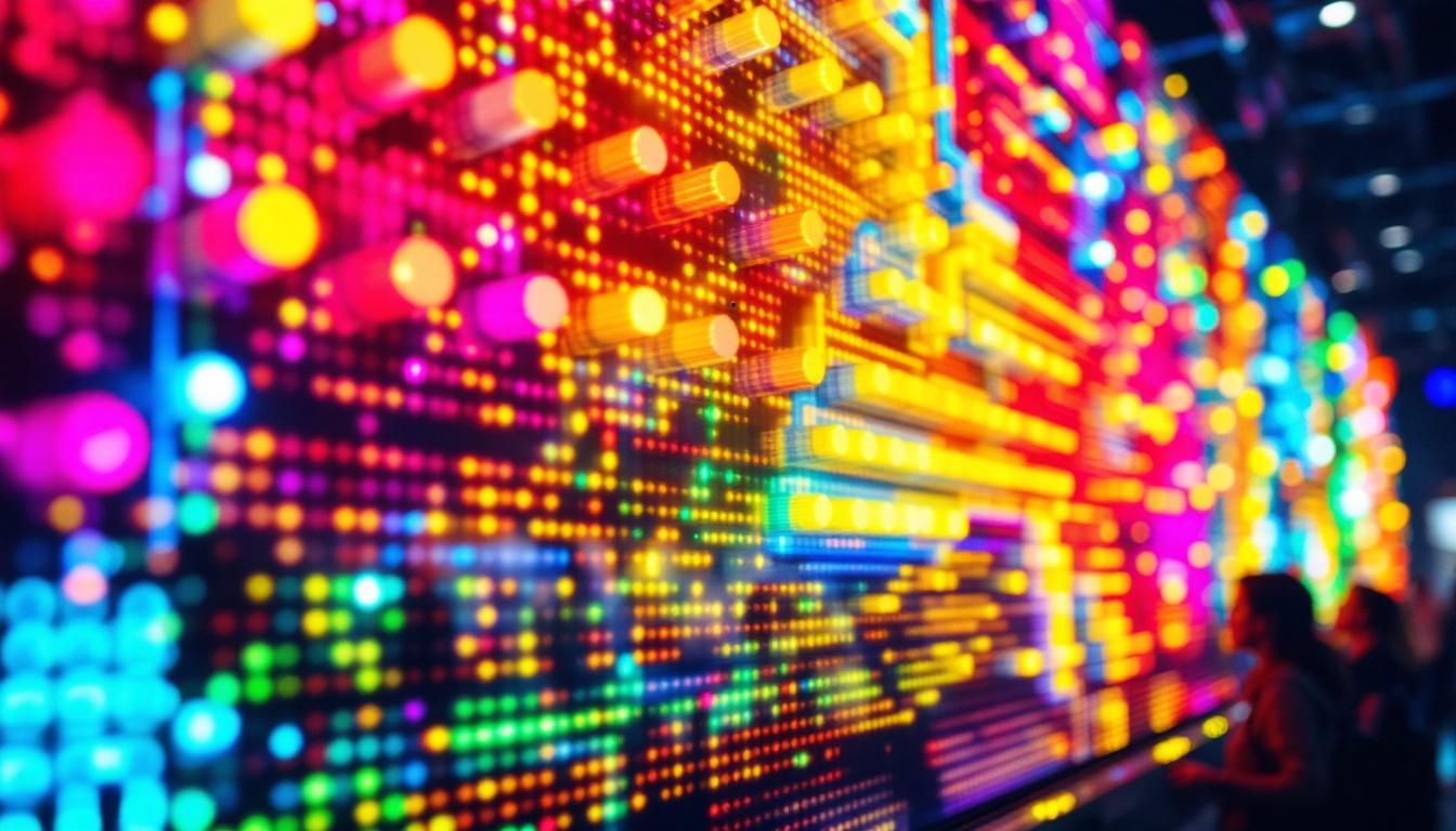 A photograph of a vibrant led display in action