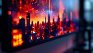 A photograph of a close-up shot of a high-resolution led display showcasing vibrant colors and sharp details