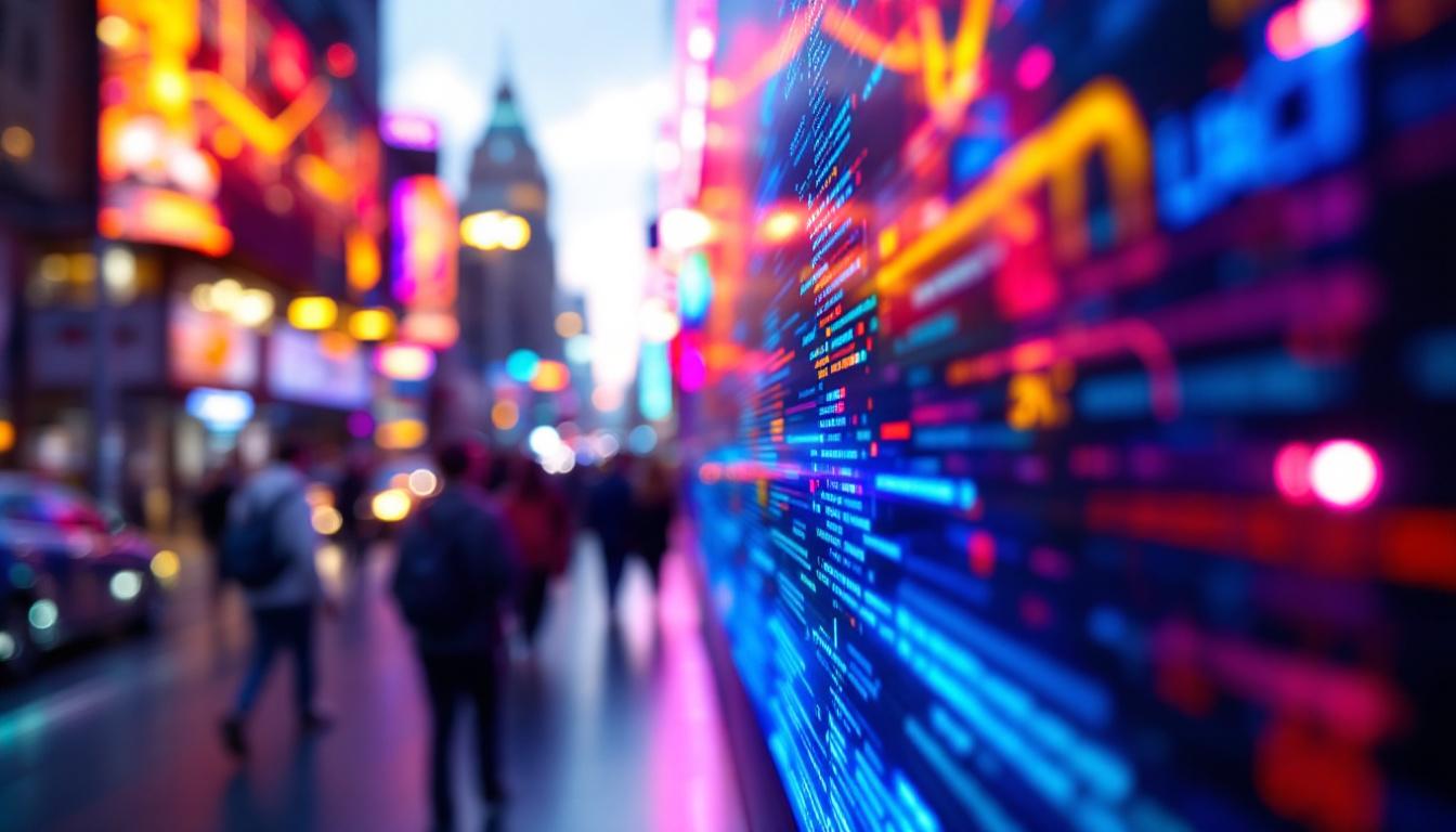 A photograph of capture a photograph of a vibrant led display in action