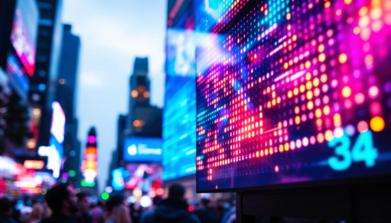 A photograph of capture a photograph of a vibrant led display in action