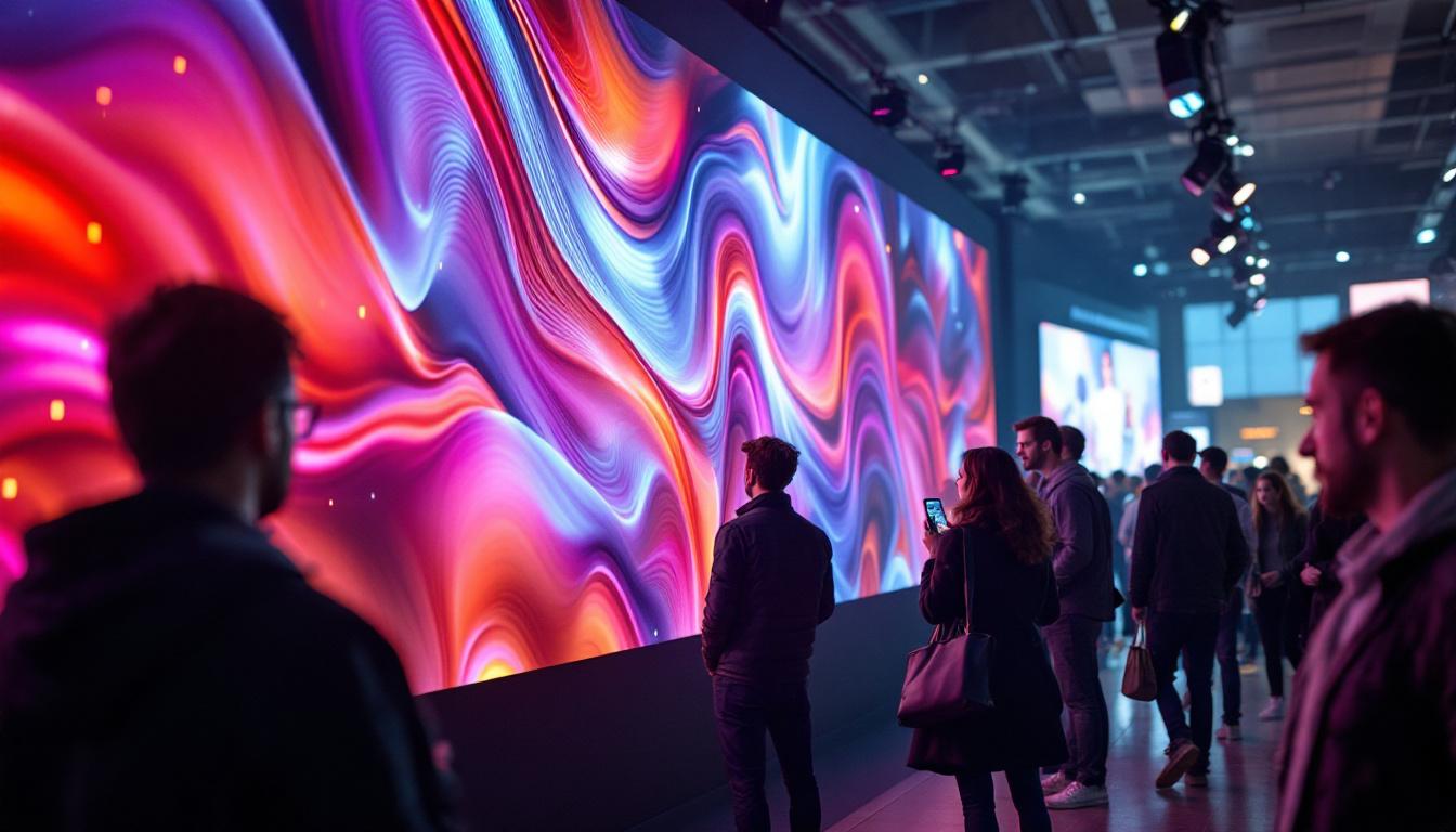 A photograph of a vibrant led display in action at a bustling event
