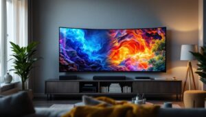 A photograph of a side-by-side comparison of a plasma tv and an led tv displaying vibrant images