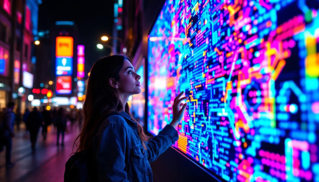 A photograph of a vibrant led display in action