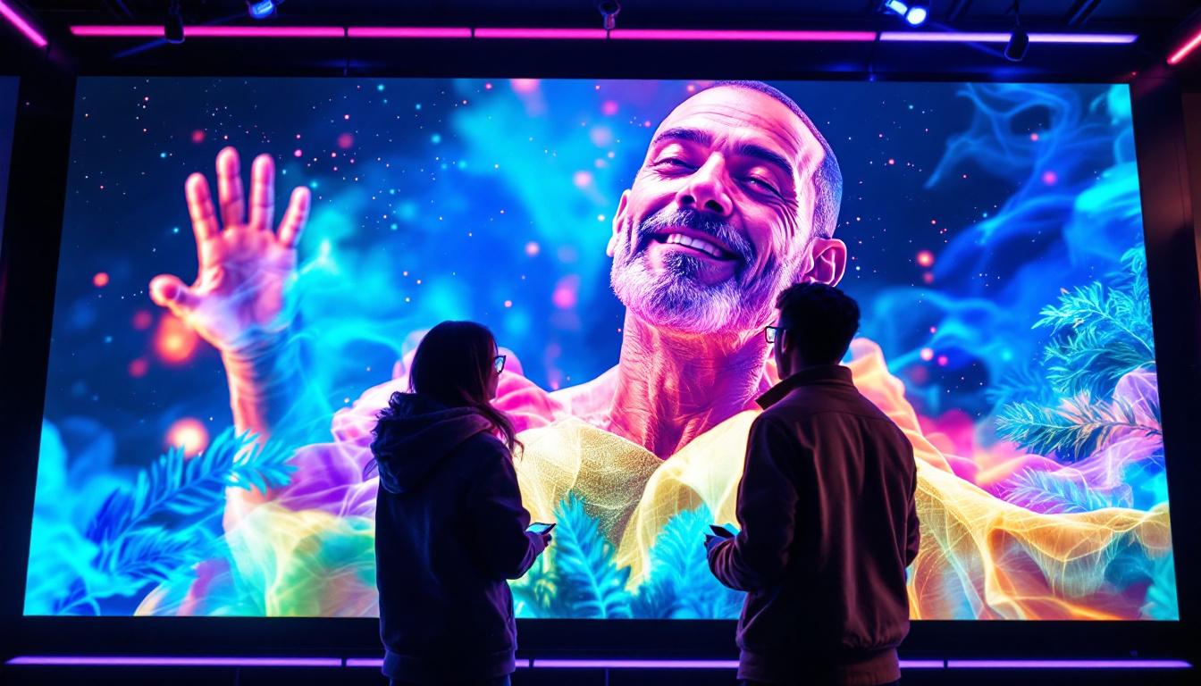 A photograph of a vibrant lg led wall display in a dynamic setting