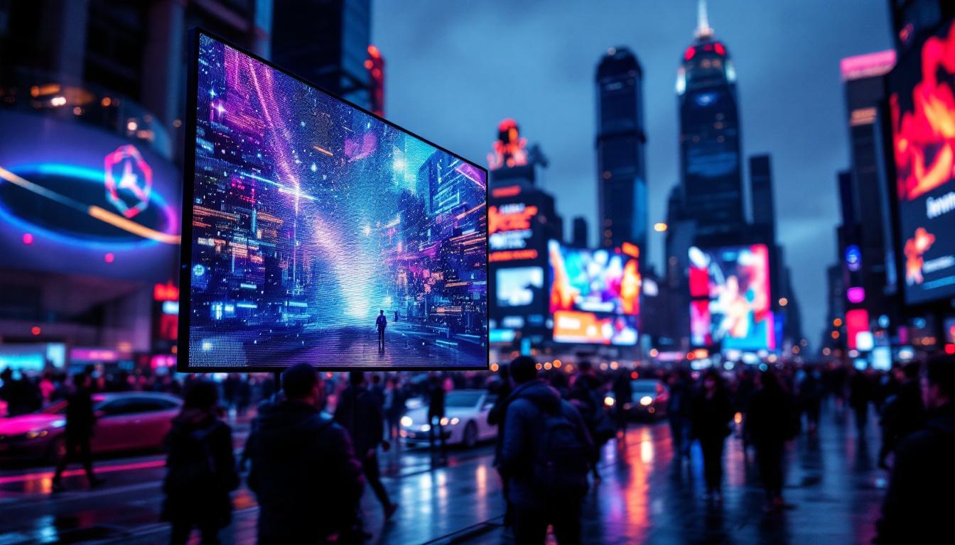 A photograph of capture a photograph of a vibrant led display showcasing dynamic visuals