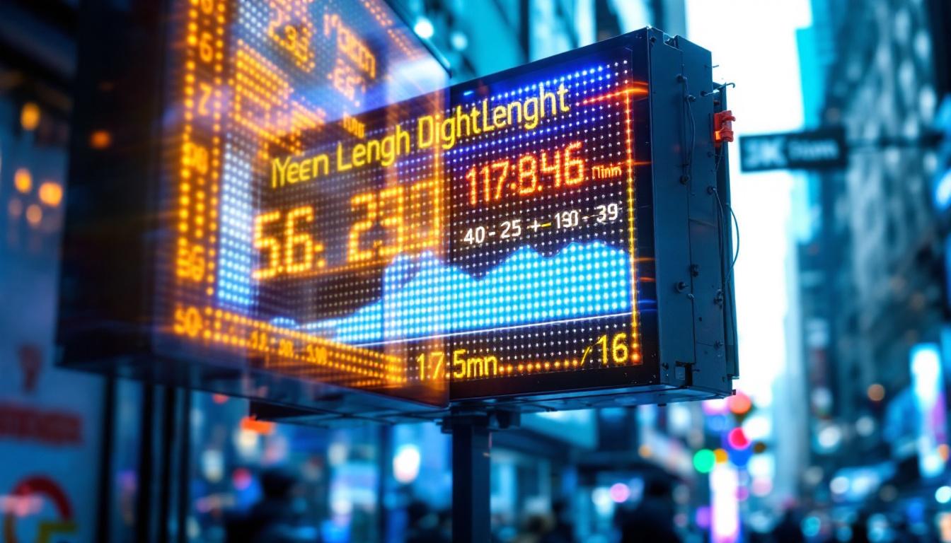 A photograph of a vibrant led display board showcasing varying lengths of daylight throughout the year