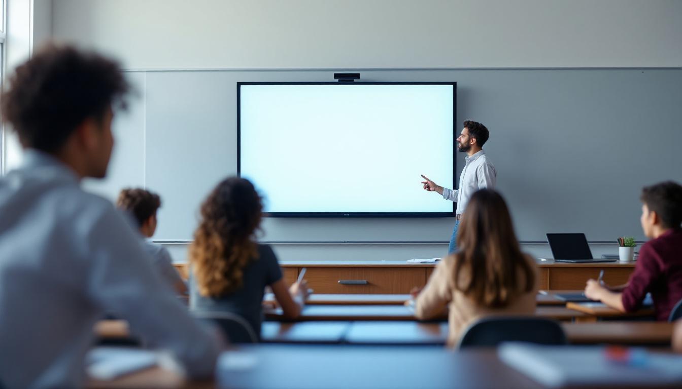 A photograph of a used smart board in a classroom setting