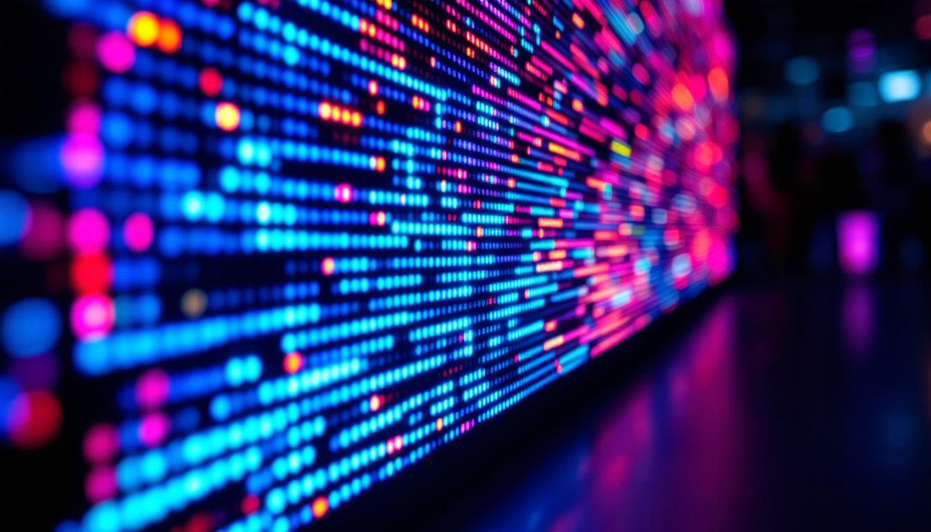 A photograph of a close-up shot of a type s led display in action