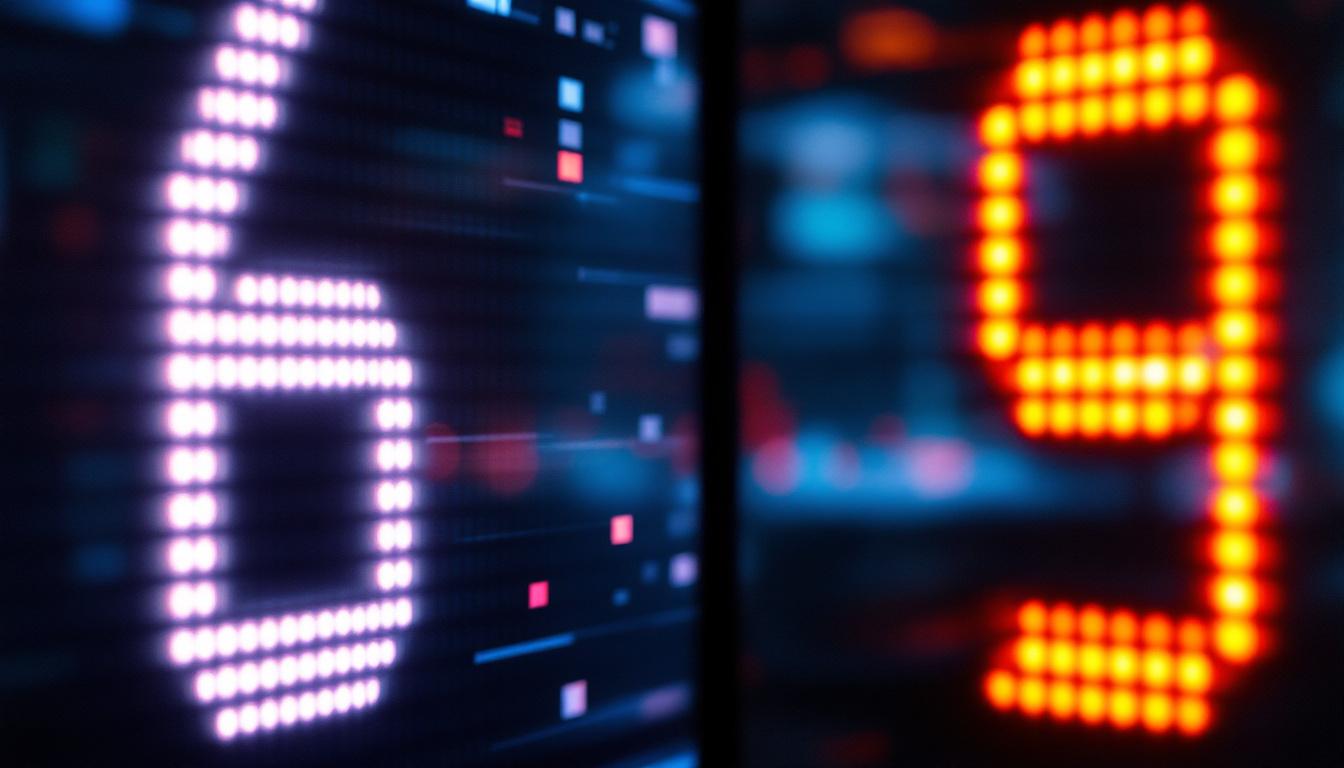 A photograph of a close-up of an lcd and led display side by side
