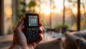 A photograph of capture a photograph of an ambient light meter in use